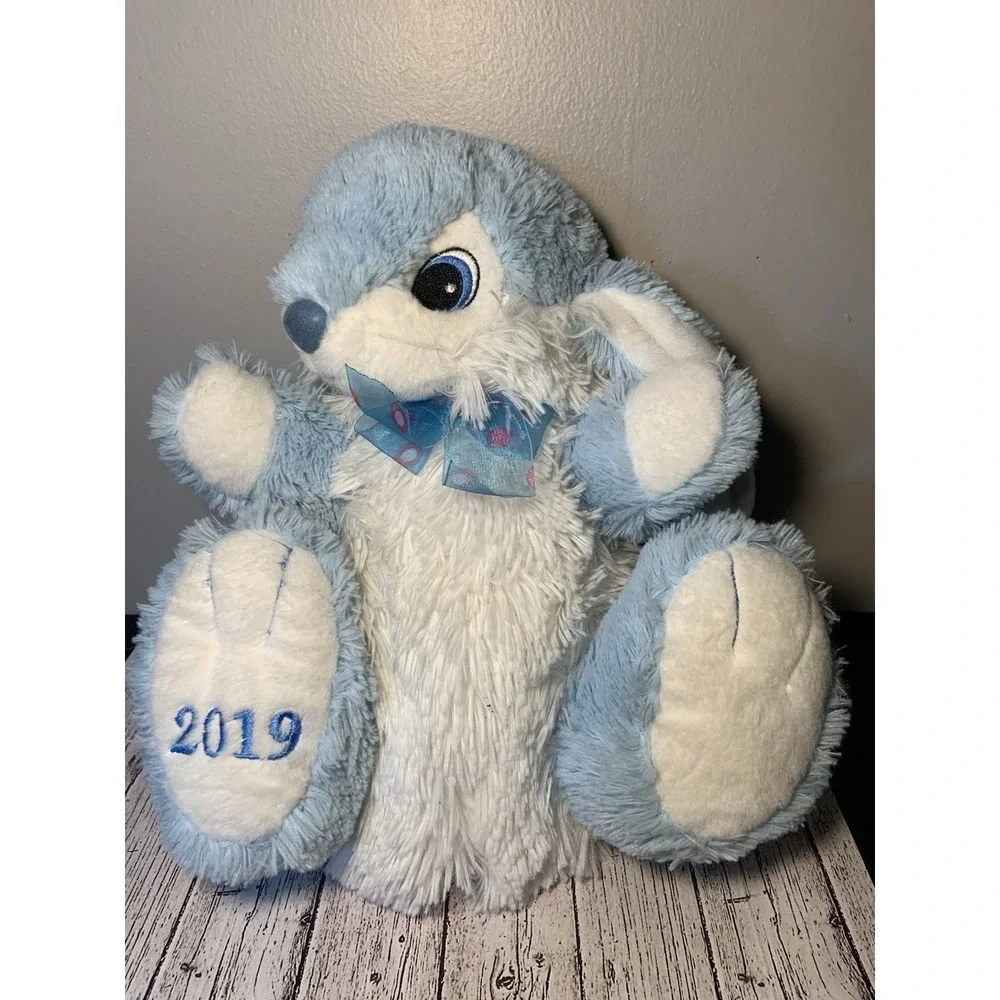 Dan dee Blue Easter Bunny Rabbit Stuffed Plush White Easter‎ Egg Bow 14